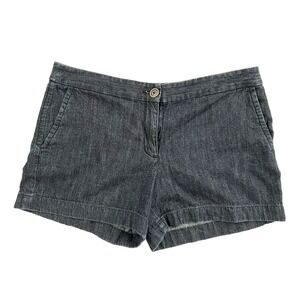 Ann Taylor Loft Denim Chino Shorts Women's 6 Blue Jean Mid Rise Flap Pockets EUC